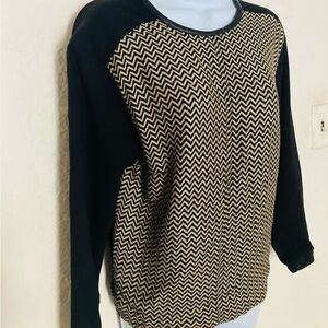 Made in California! Heidi Merrick Zig Zag  Leather Trim EUC S-M Retail $250-300